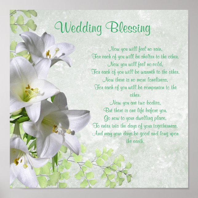 Elegant White Lilies Apache Wedding Blessing Poster (Front)