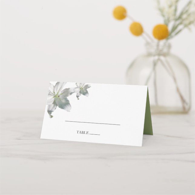 Elegant White Lilies Wedding Place Card (Front)