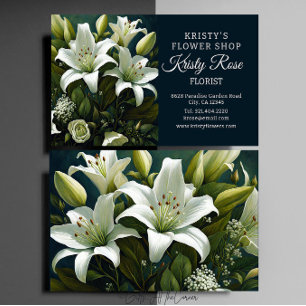 Elegant White Lily Flower Florist  Business Card