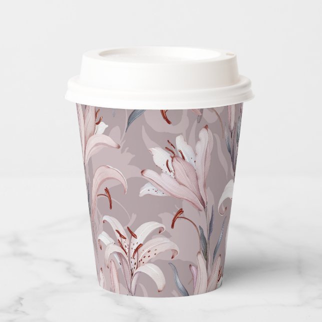 Elegant White Lily Paper Cup (Front)