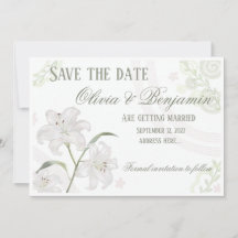 Elegant White Lily Save the Date Card | Editable