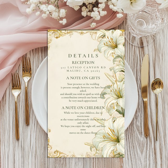 Elegant White Lily Wedding Enclosure Card (Creator Uploaded)