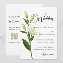 Elegant White Lily Wedding Invitation