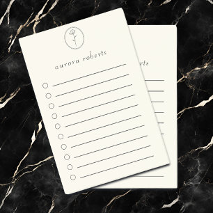 Elegant White Linen & Flower Logo Script Name Post-it Notes