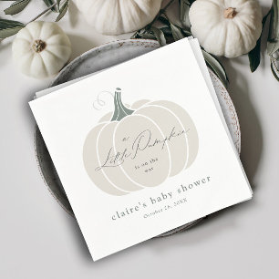 Elegant White Little Pumpkin Fall Baby Shower  Napkin