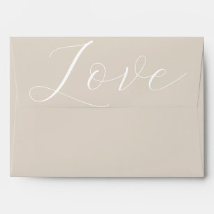 Elegant White Love Cream Beige Wedding Envelope