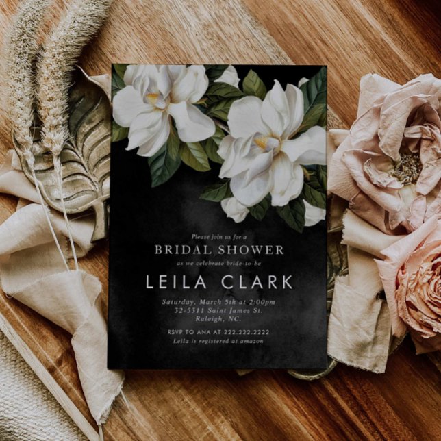 Elegant White Magnolia Bridal Shower Invitation (Creator Uploaded)