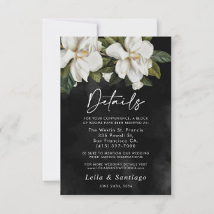 Elegant White Magnolia Wedding Details Card