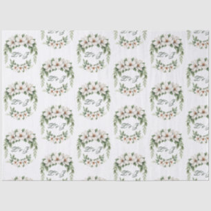 Elegant White Magnolia Winter Wedding Pine Tree  Tissue Paper