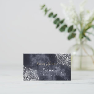 Elegant White Mandala Grey Nebula Design Business Card
