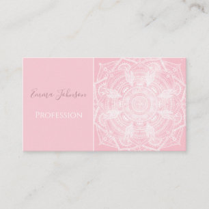 Elegant White Mandala Pink Nebula Design Business Card