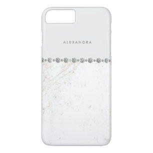 Elegant White Marble and Diamond Look on Soft Gray iPhone 8 Plus/7 Plus Case