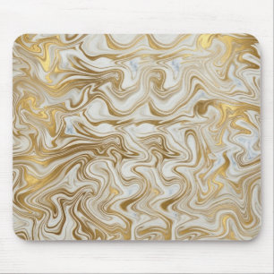 Elegant White Marble and Liquid Gold Swirl Mousepa Mouse Pad