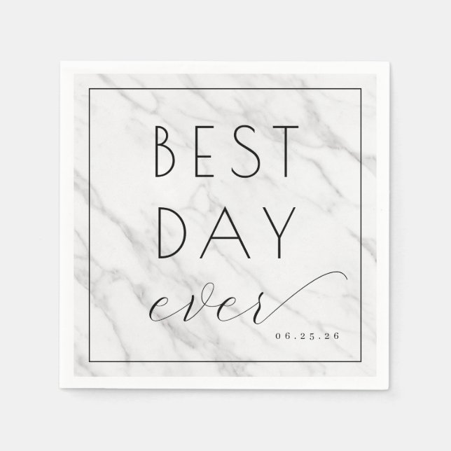 Elegant White Marble Calligraphy Napkin (Front)