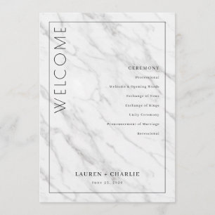 Elegant White Marble Ceremony Schedule Programme