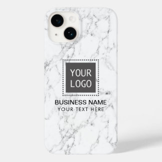 Elegant White Marble Corporate Custom Logo Case-Mate iPhone 14 Case