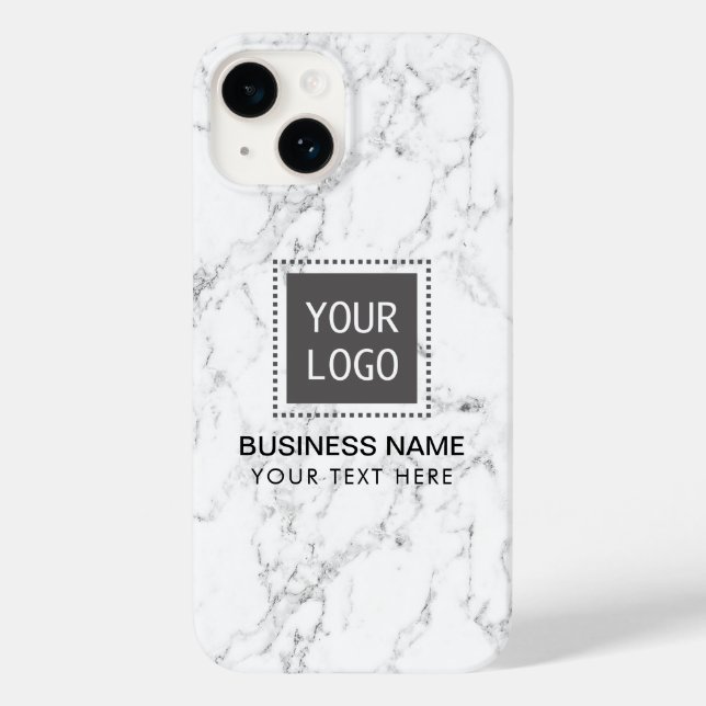 Elegant White Marble Corporate Custom Logo Case-Mate iPhone Case (Back)