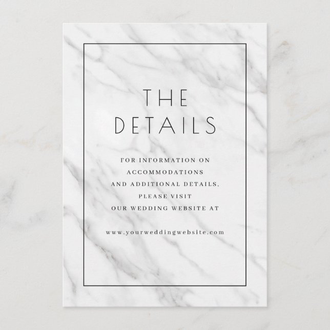Elegant White Marble Details Enclosure Card (Front)