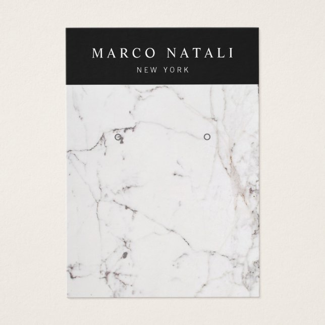 Elegant White Marble Earring Display Card (Front)