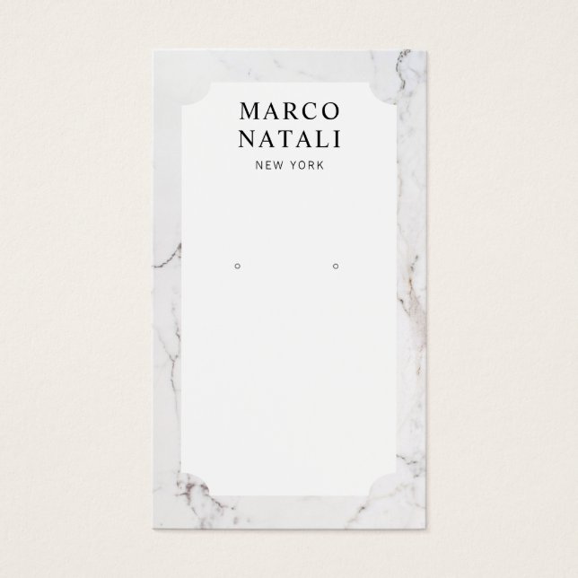 Elegant White Marble Earring Display Card (Front)