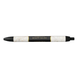 Elegant white marble gold black professional ink pen