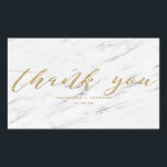 Elegant White Marble & Gold Foil Wedding Thank You Rectangular Sticker<br><div class="desc">Elegant White Marble & Gold Foil Typography in modern script fonts. Simple and Modern design Wedding Thank You Stickers  ~ Check my shop to see the entire wedding collection with this design!</div>