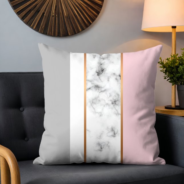 Elegant White Marble Grey Pink Cushion (Creator Uploaded)