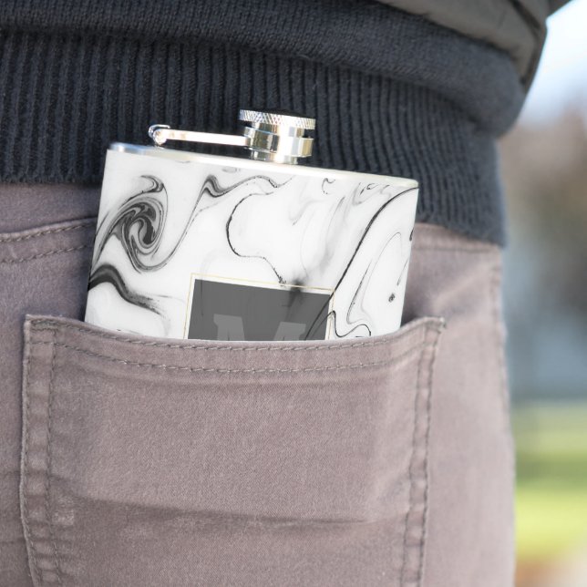 Elegant white marble image hip flask (In Situ)