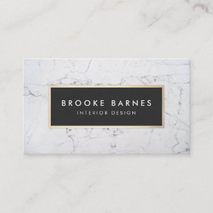 Elegant White Marble Interior Designer Business Card