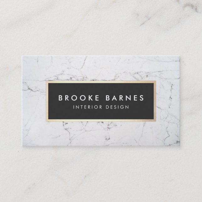 Elegant White Marble Interior Designer Business Card (Front)