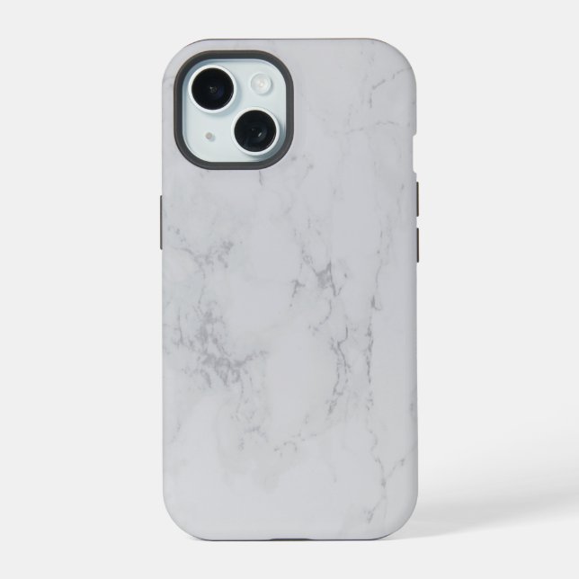 Elegant White Marble iPhone 15 Case (Back)