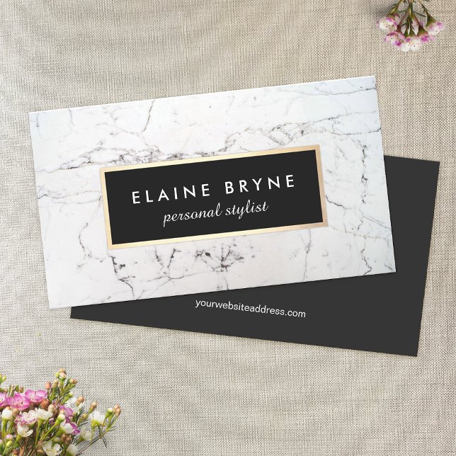 Elegant White Marble Makeup Artist Beauty Business Card (Creator Uploaded)