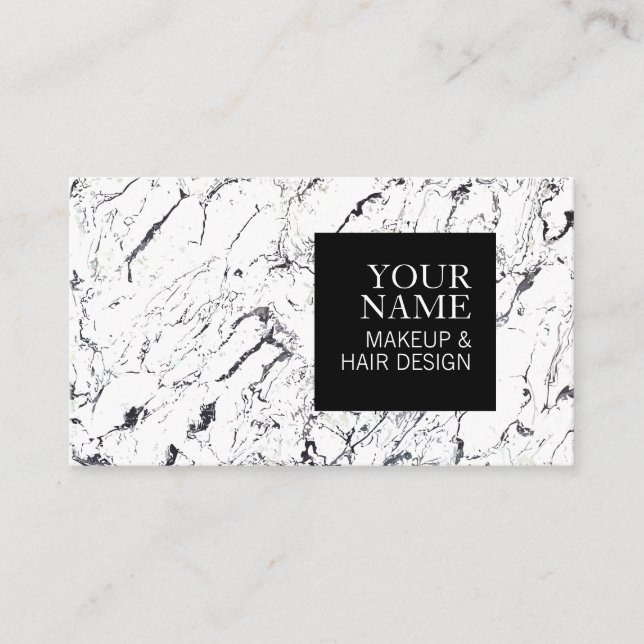 Elegant White Marble Makeup Artist Hair Salon Business Card (Front)