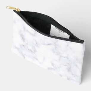 Elegant White Marble Modern Accessory Pouch