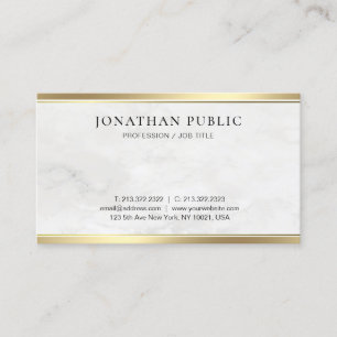 Elegant White Marble Modern Gold Simple Template Business Card