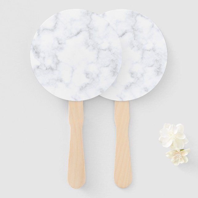 Elegant White Marble Modern Hand Fan (Front and Back)