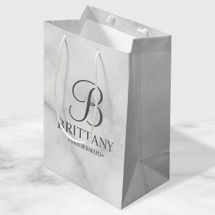 Elegant White Marble Personalised Bridesmaids Medium Gift Bag
