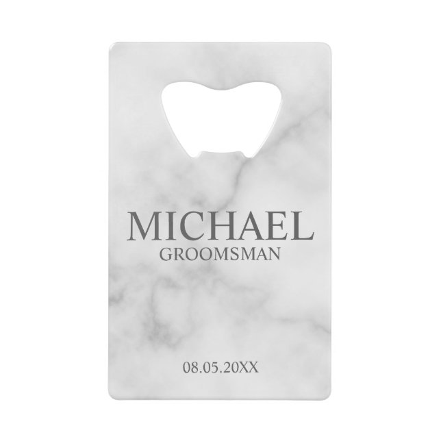 Elegant White Marble Personalised Groomsmen (Front)