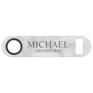 Elegant White Marble Personalised Groomsmen