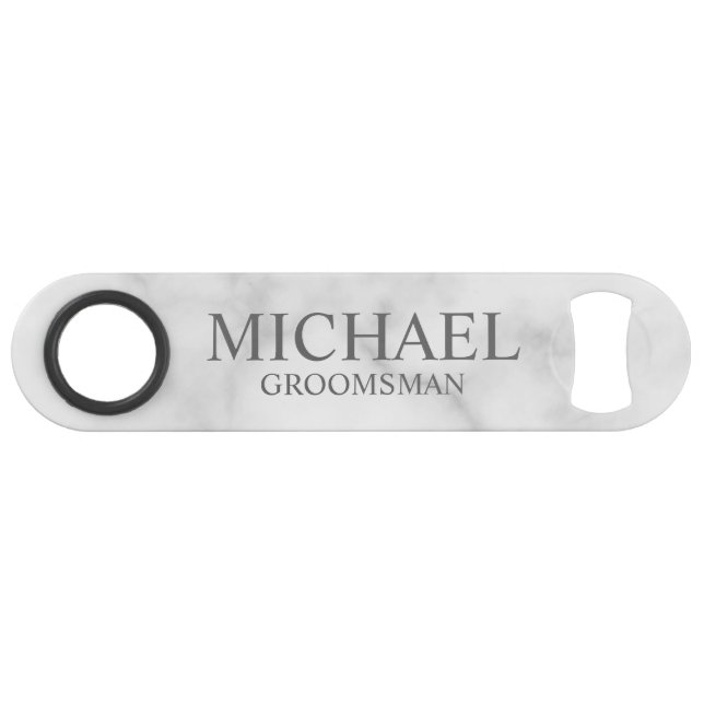 Elegant White Marble Personalised Groomsmen (Front (Horizontal))