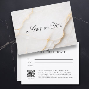 Elegant White Marble QR Code Gift Certificate