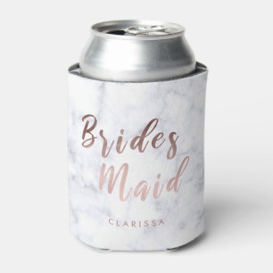 Elegant white marble & rose gold bridesmaid can cooler