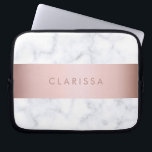 elegant white marble rose gold faux strip laptop sleeve<br><div class="desc">Stylish and modern design featuring faux white marble and faux rose gold strip.</div>