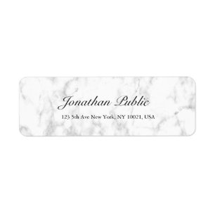 Elegant White Marble Script Luxury Return Address