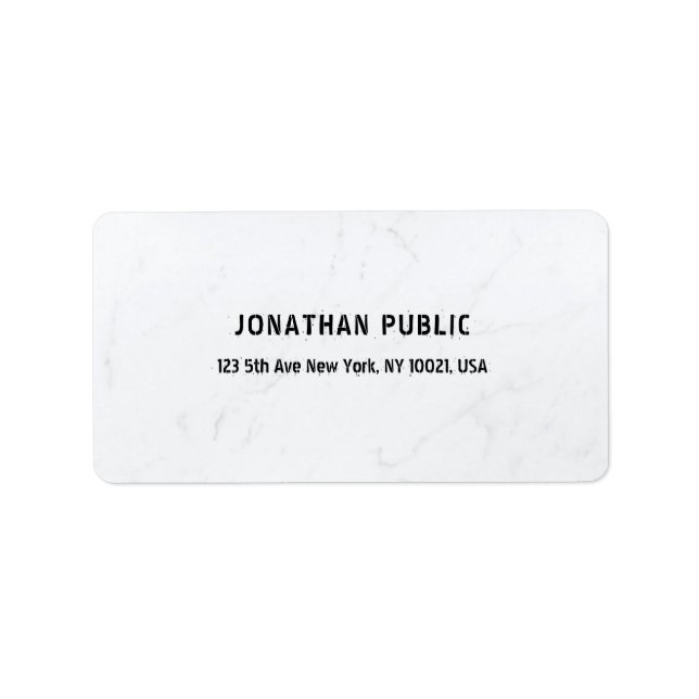 Elegant White Marble Smooth Template Address Label (Front)