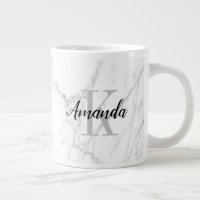 Elegant white marble stone monogram big large size