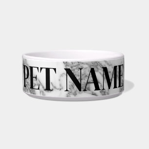 Elegant white marble stone pet bowl for dog or cat