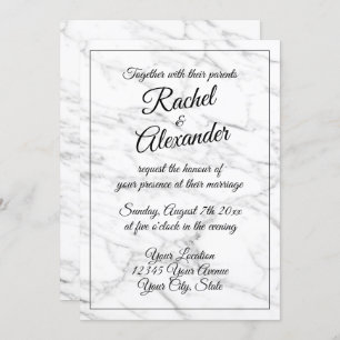 Elegant white marble stone wedding invitations