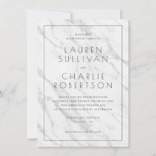 Elegant White Marble Wedding Invitation
