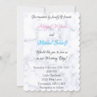 Elegant White Marble Wedding Invitations